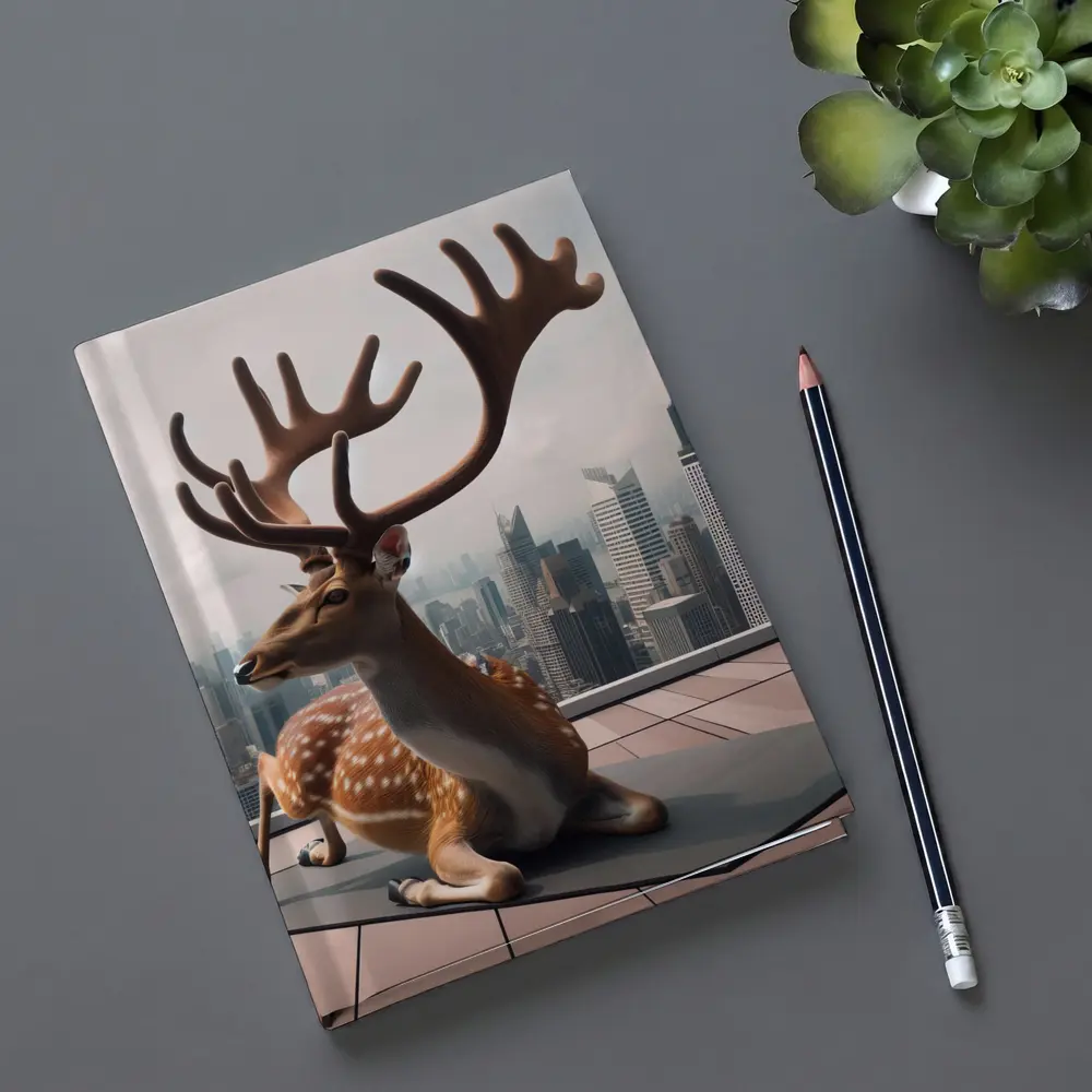 Spotted Deer Doing Yoga City Skyline – Notebooks