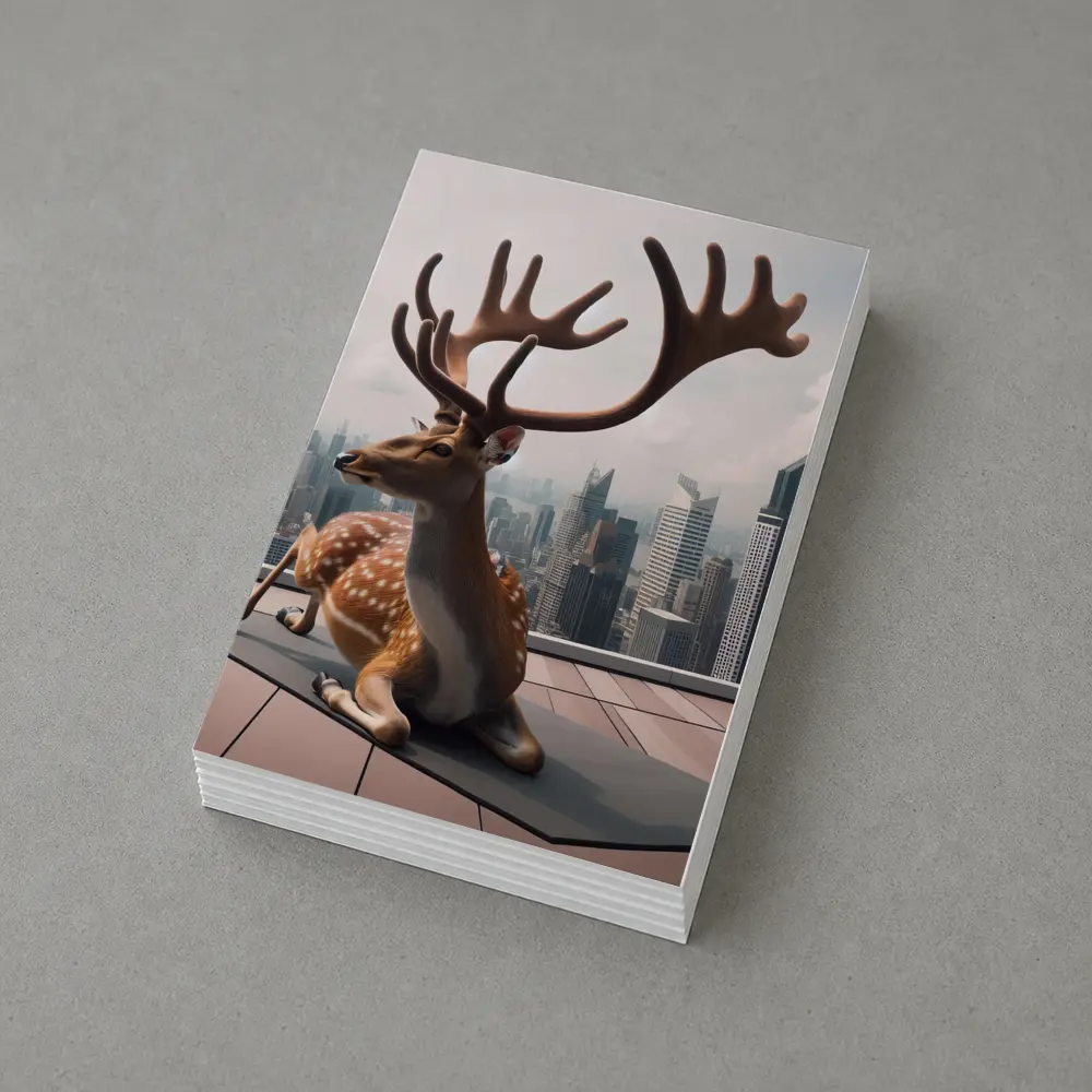 Spotted Deer Doing Yoga City Skyline – Postcards