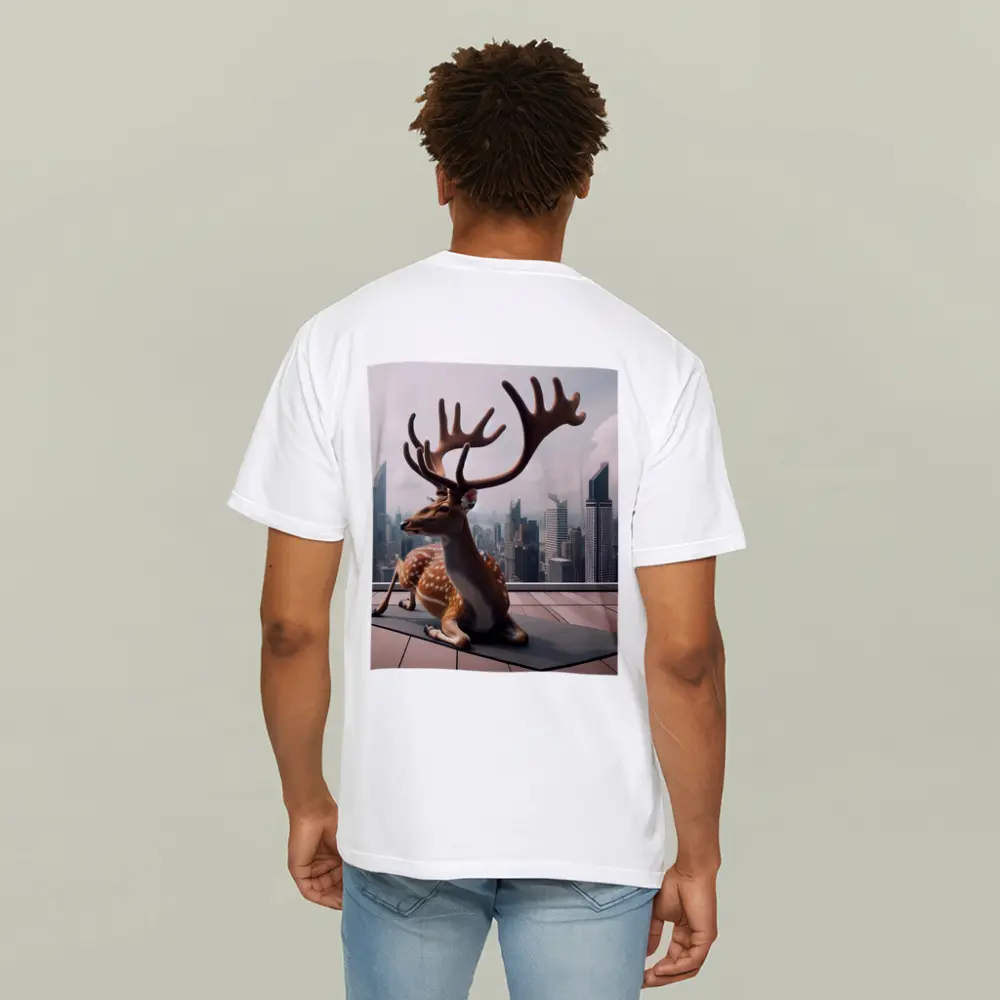 Spotted Deer Doing Yoga City Skyline – T-Shirts