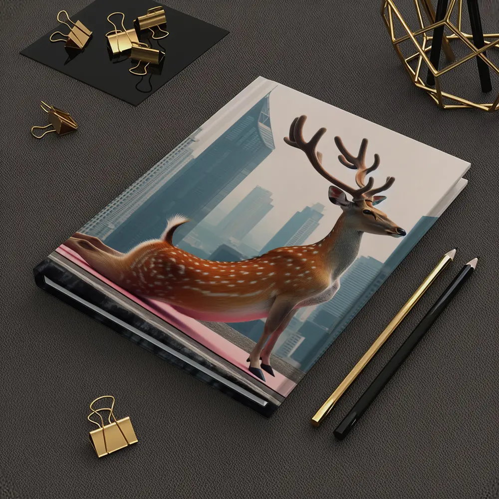 Deer Doing Yoga City Skyline Background – Notebooks