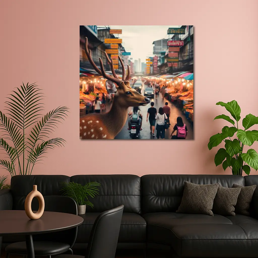 Deer Stag at Bangkok Thailand Street Market – Wall Art