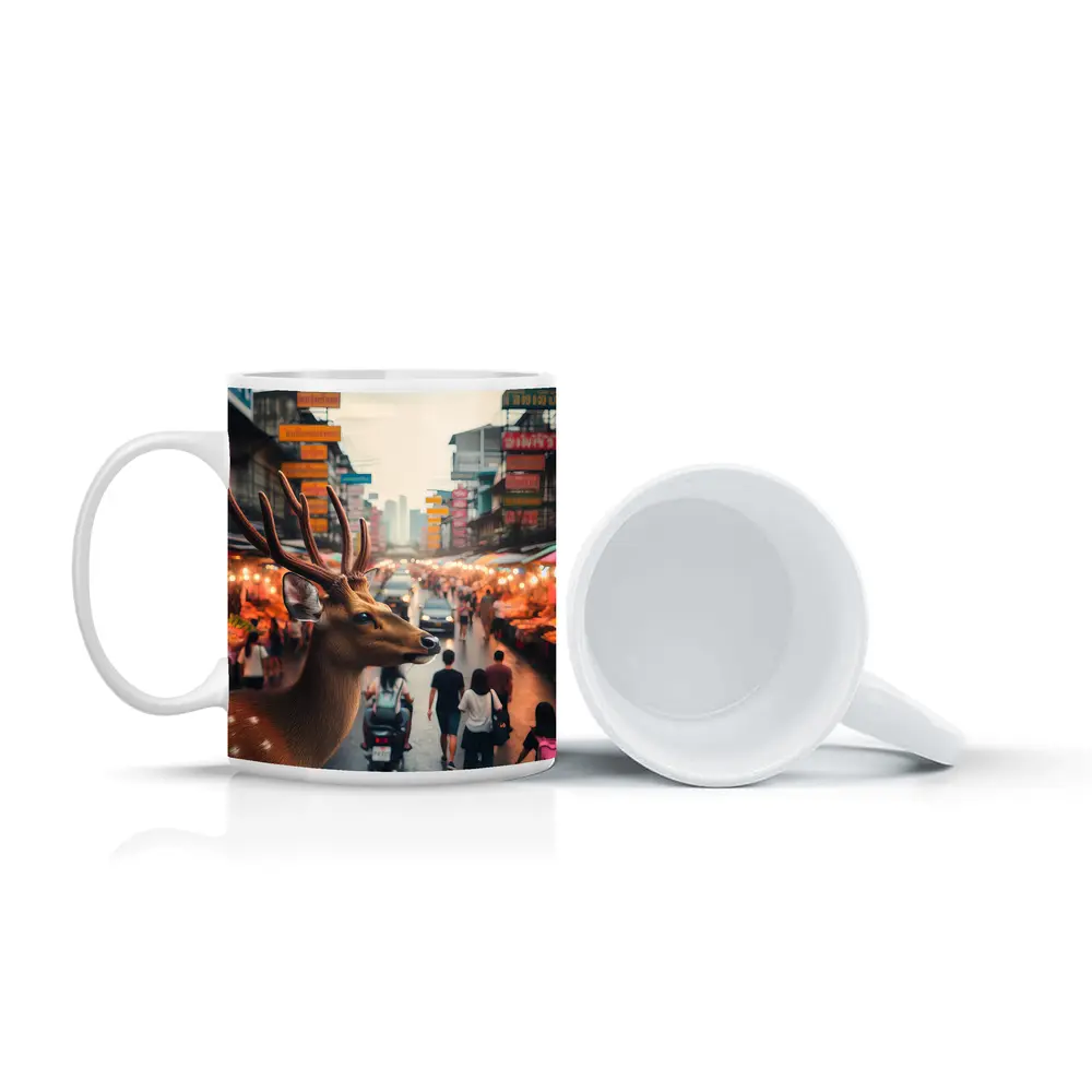 Deer Stag at Bangkok Thailand Street Market – Mugs