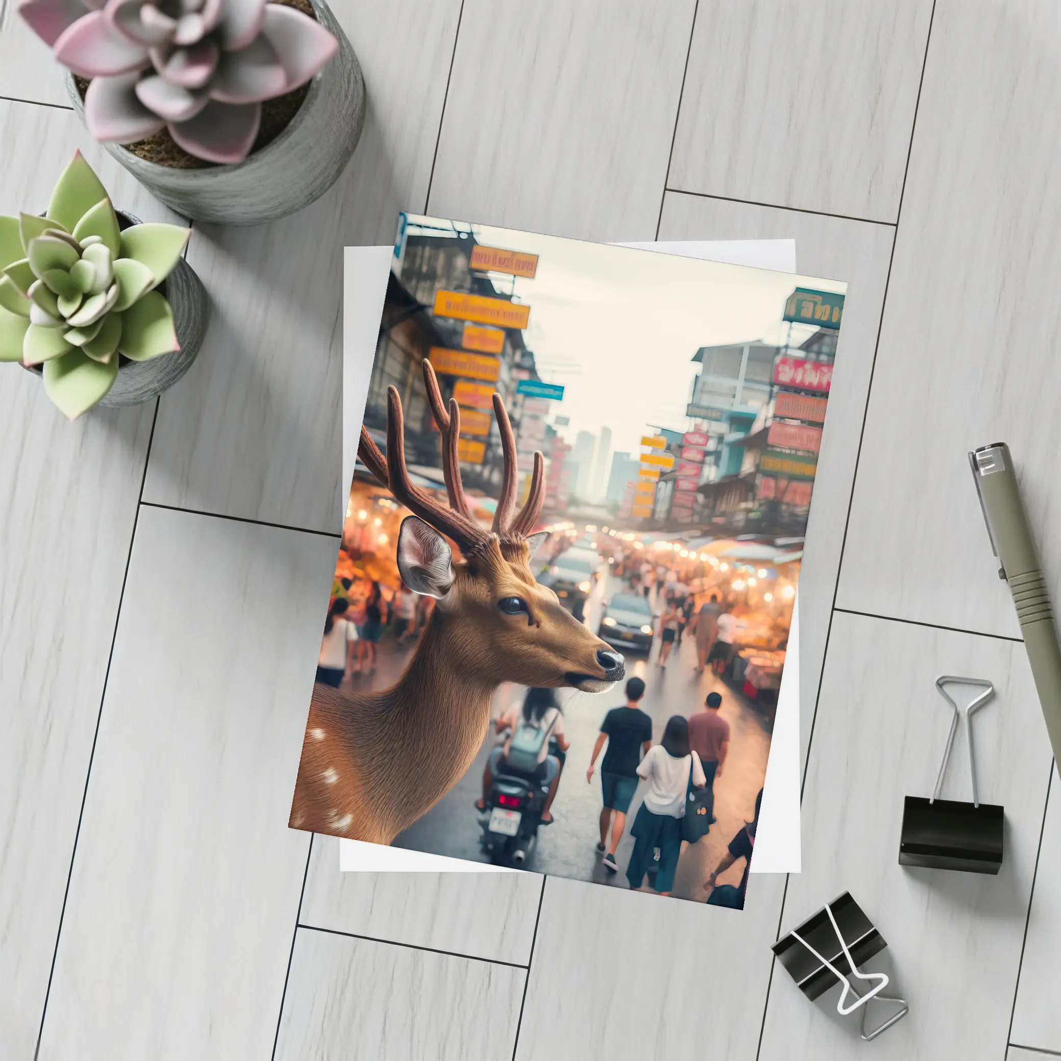 Deer Stag at Bangkok Thailand Street Market – Postcards