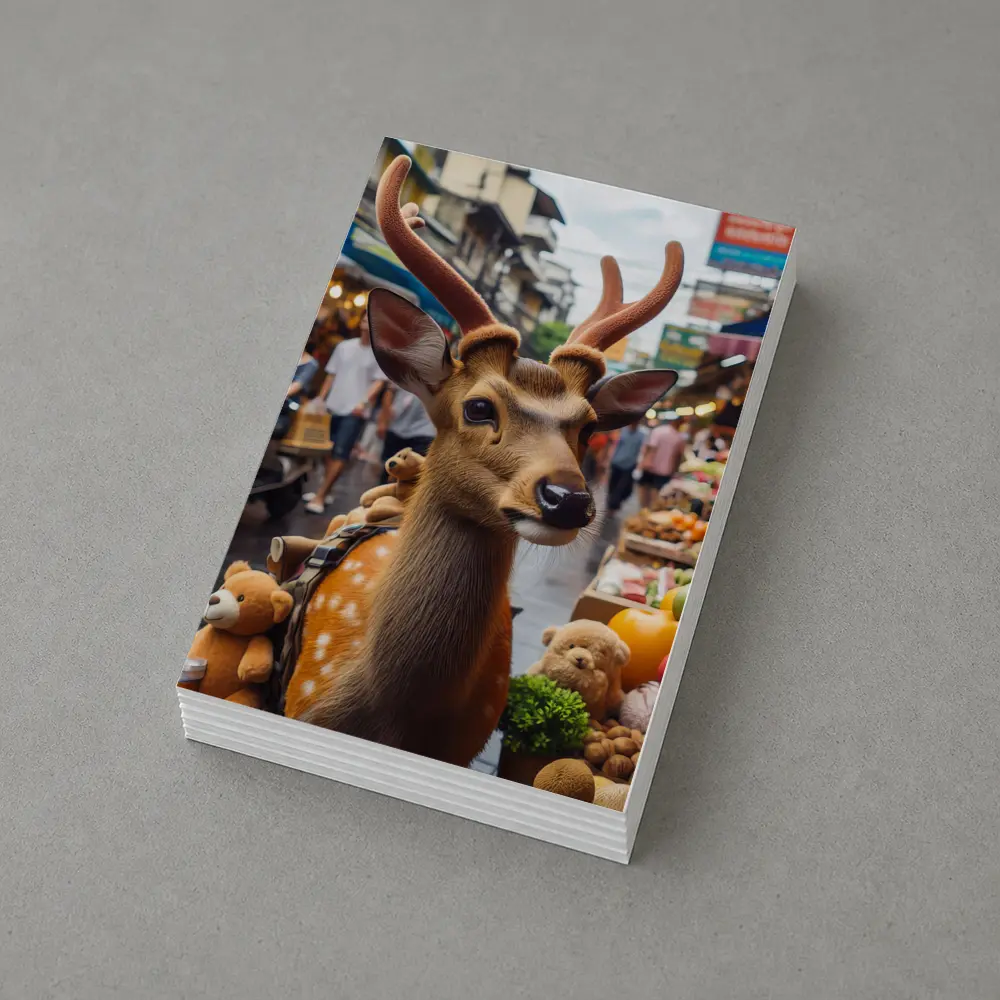 Deer With Antlers At Asian Street Market – Postcards