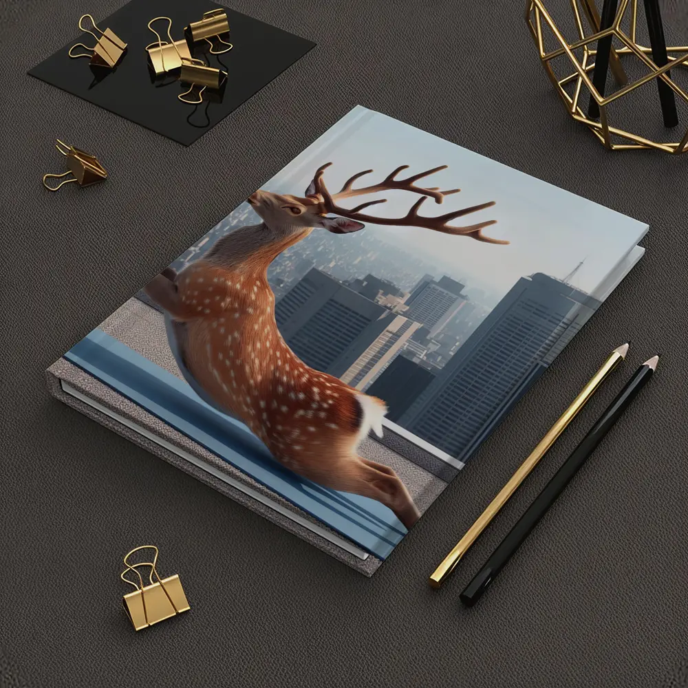 Deer Doing Yoga City Skyline Background – Notebooks