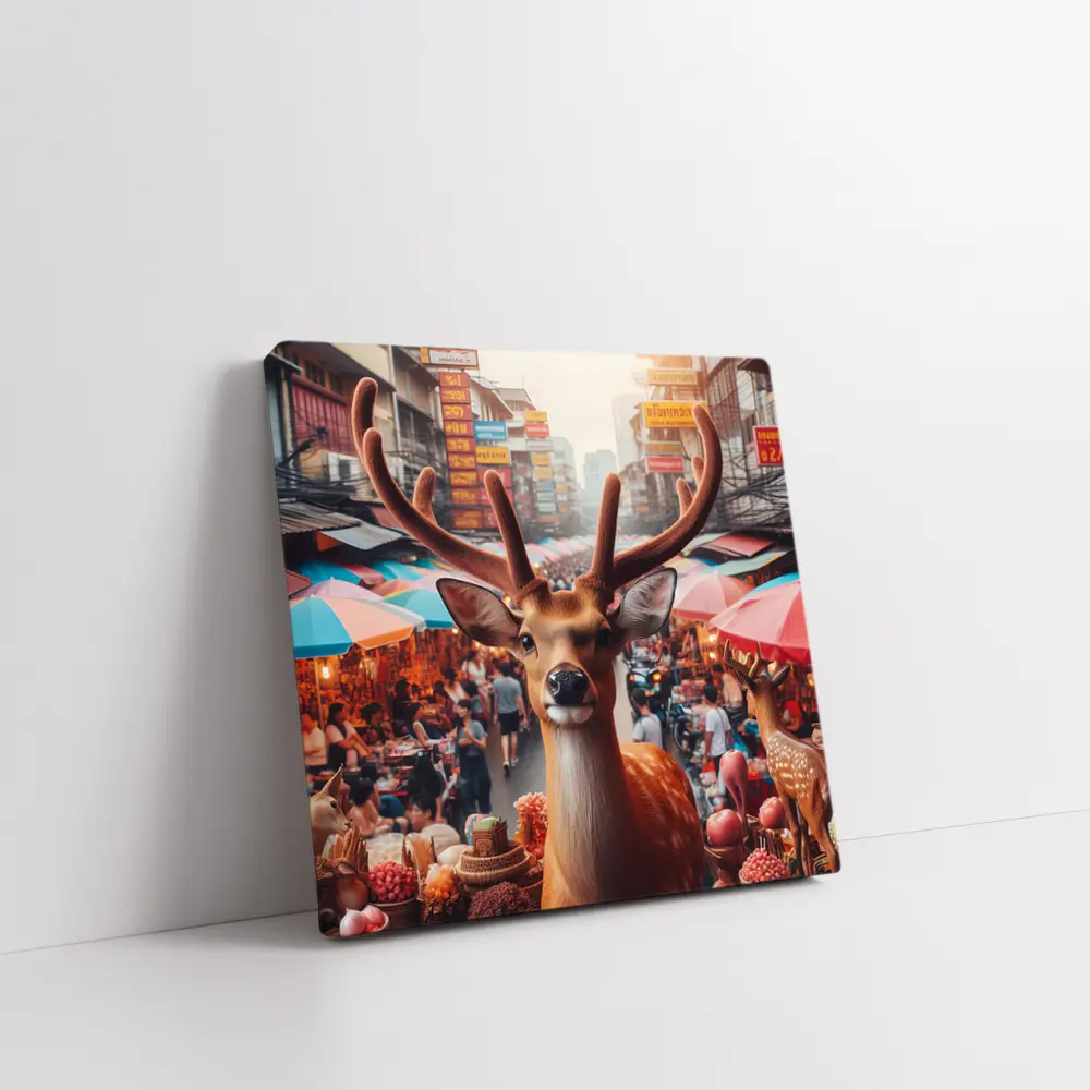 Deer Stag In Colorful Bangkok Street Market – Wall Art