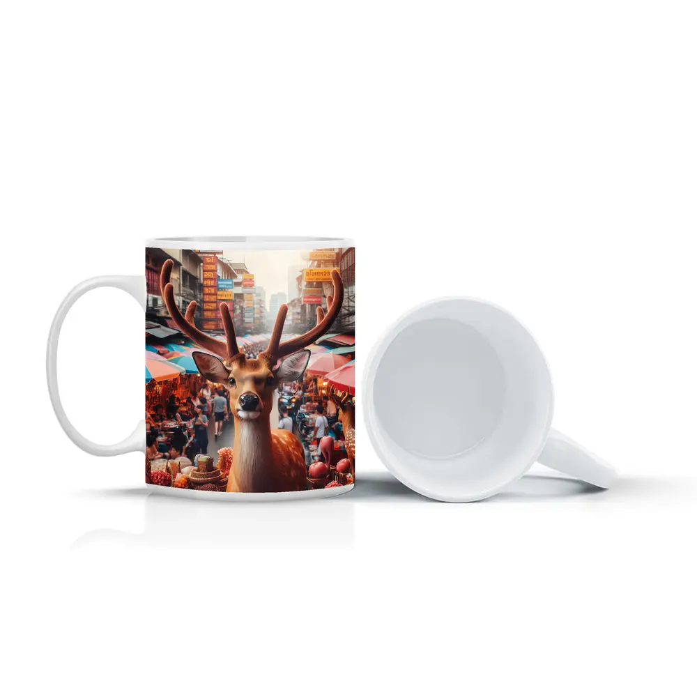 Deer Stag In Colorful Bangkok Street Market – Mugs