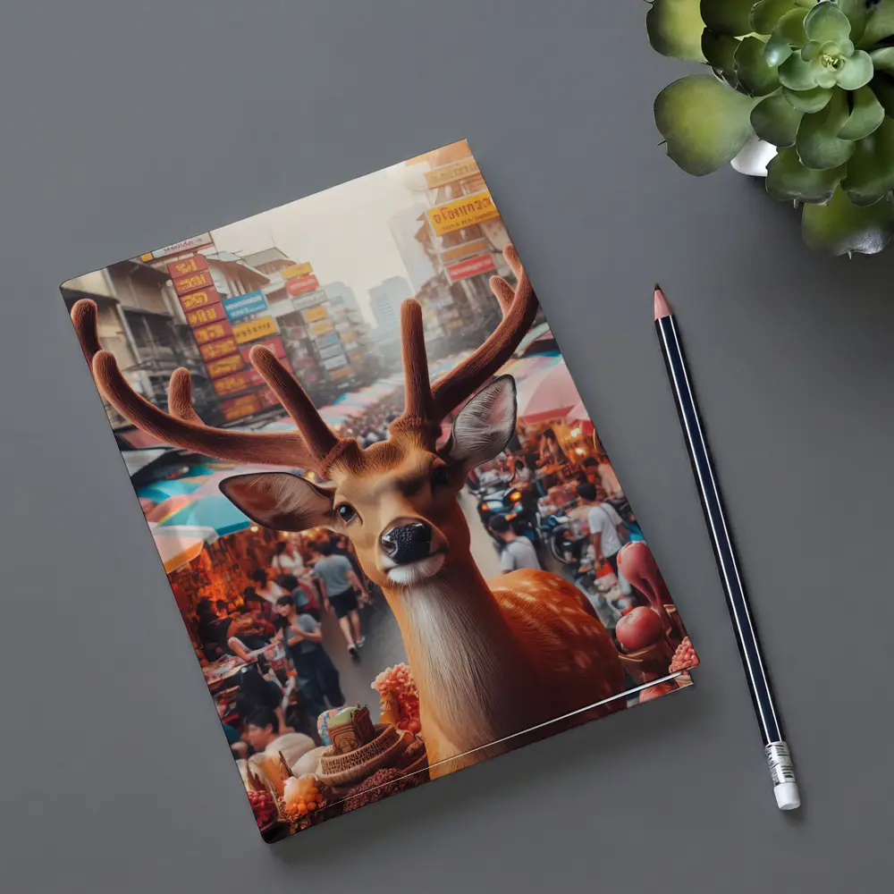 Deer Stag In Colorful Bangkok Street Market – Notebooks