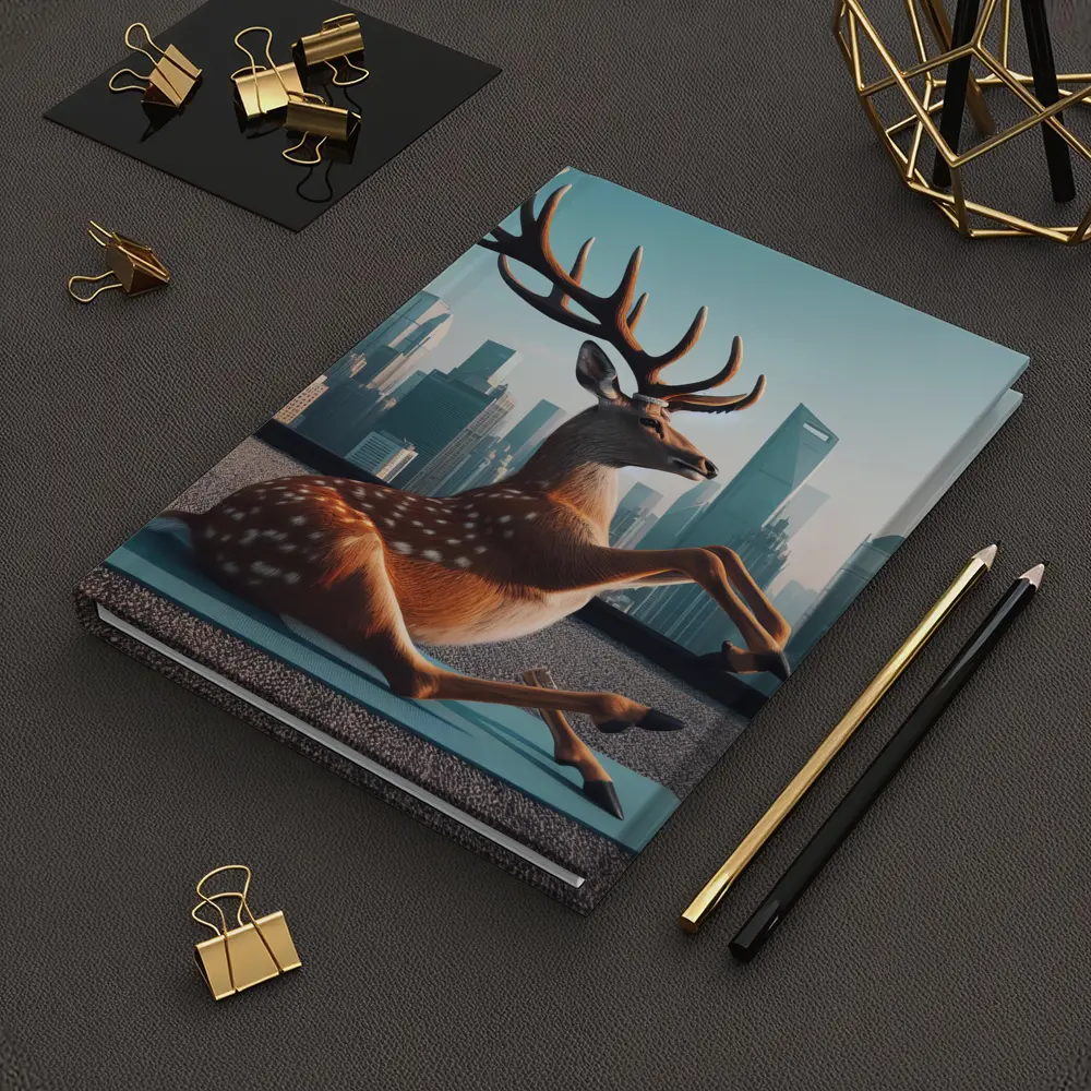 Deer Doing Yoga City Skyline Background – Notebooks