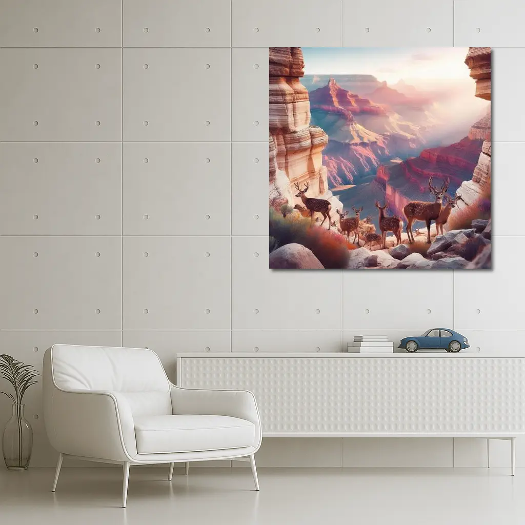Deer Herd Grand Canyon Sunrise Landscape – Wall Art