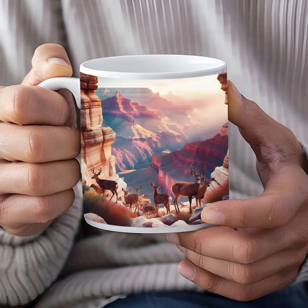 Deer Herd Grand Canyon Sunrise Landscape – Mugs
