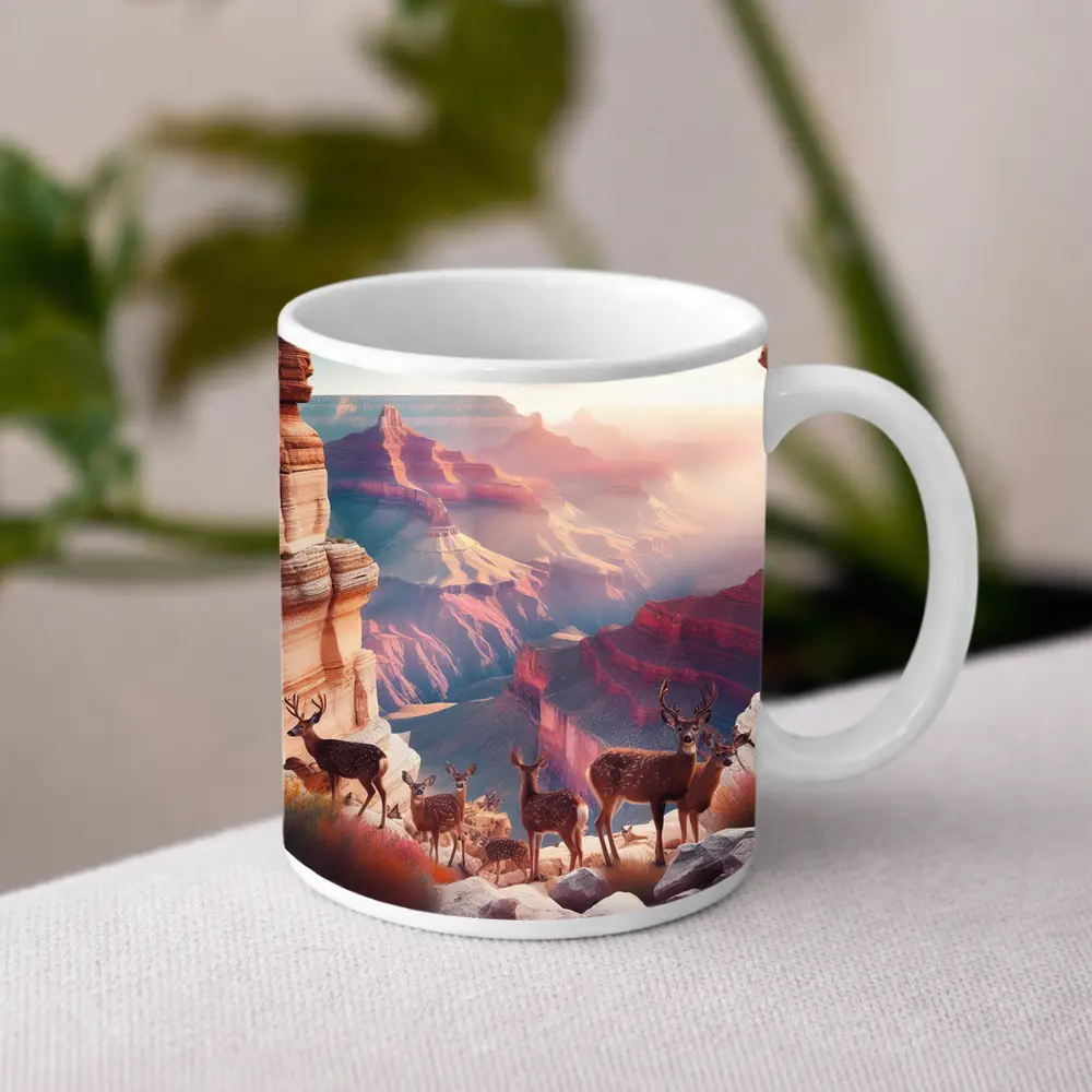Deer Herd Grand Canyon Sunrise Landscape – Mugs
