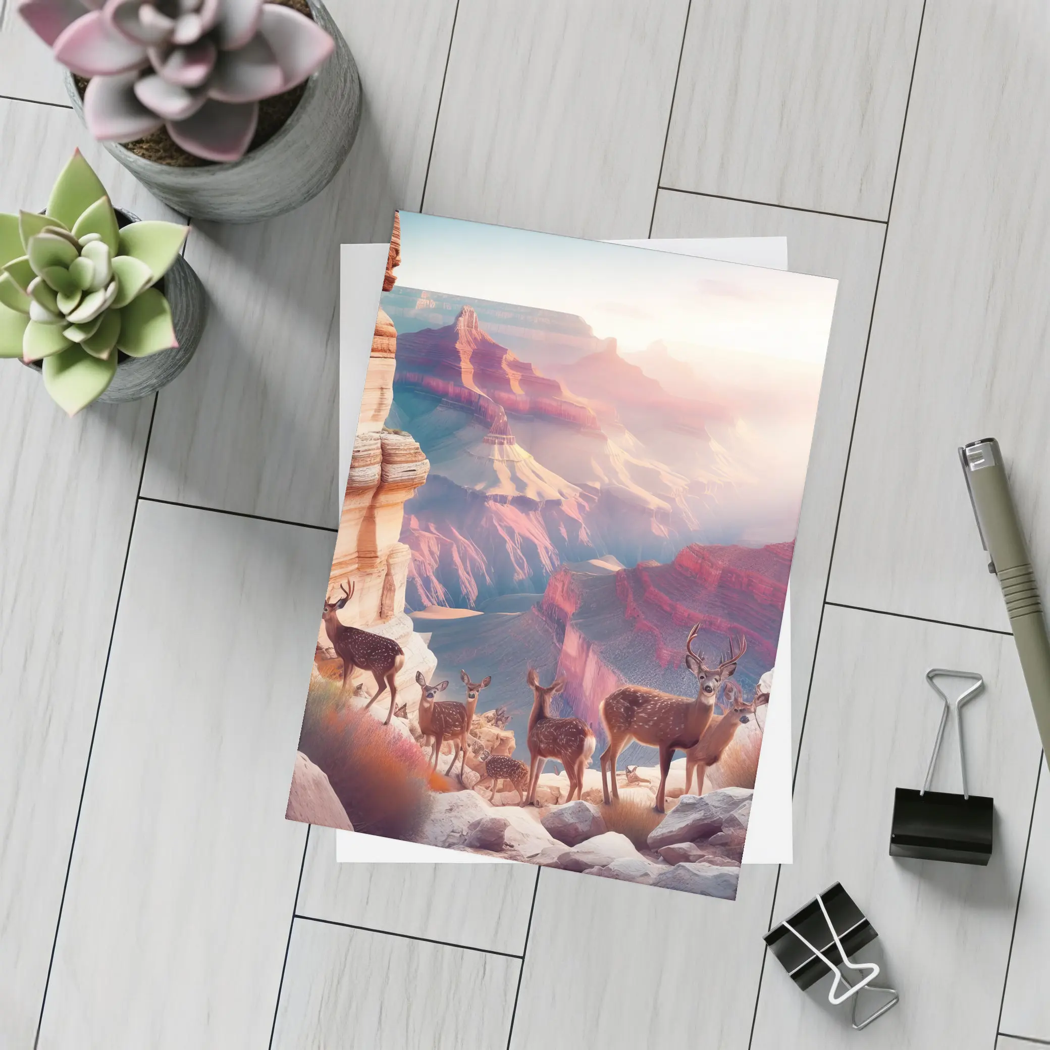 Deer Herd Grand Canyon Sunrise Landscape – Postcards