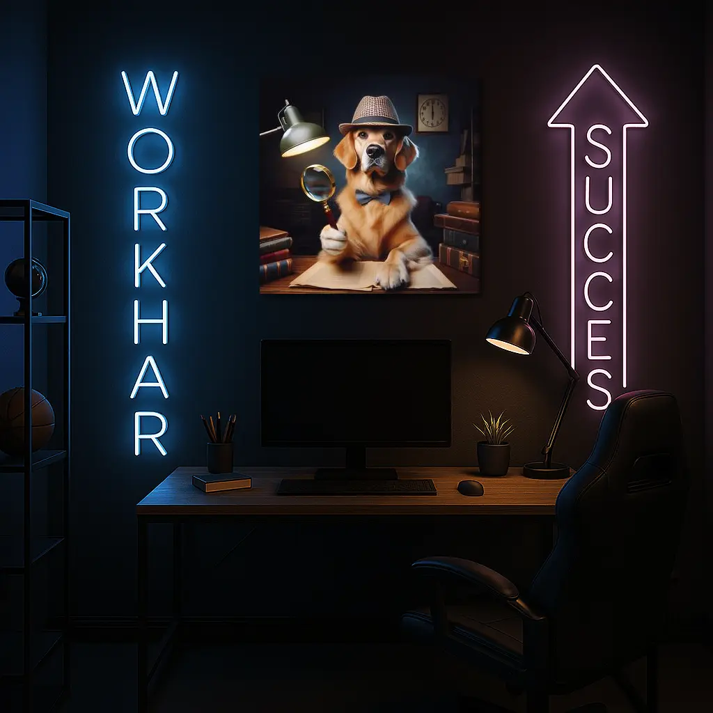 Golden Retriever Detective Dog With Magnifying Glass – Wall Art