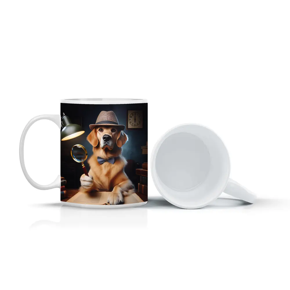 Golden Retriever Detective Dog With Magnifying Glass – Mugs