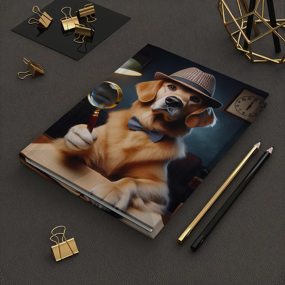 Golden Retriever Detective Dog With Magnifying Glass – Notebooks