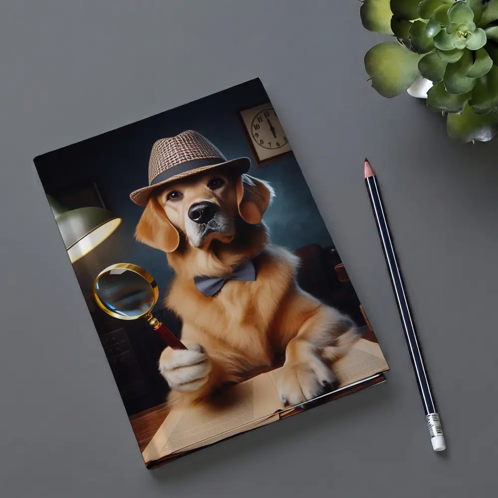 Golden Retriever Detective Dog With Magnifying Glass – Notebooks