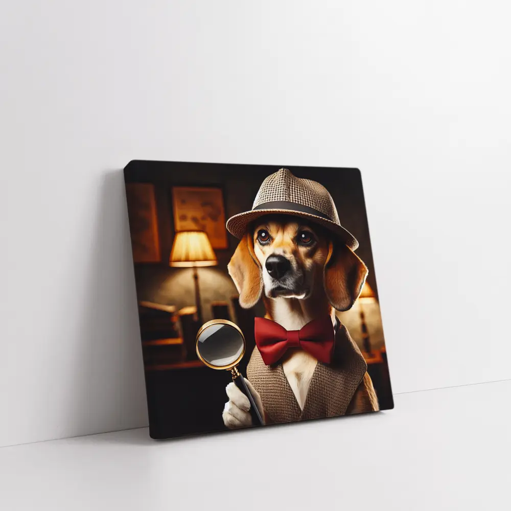 Detective Beagle Dog With Magnifying Glass – Wall Art