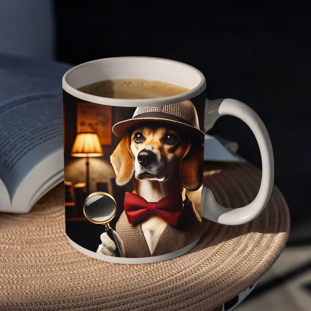 Detective Beagle Dog With Magnifying Glass – Mugs
