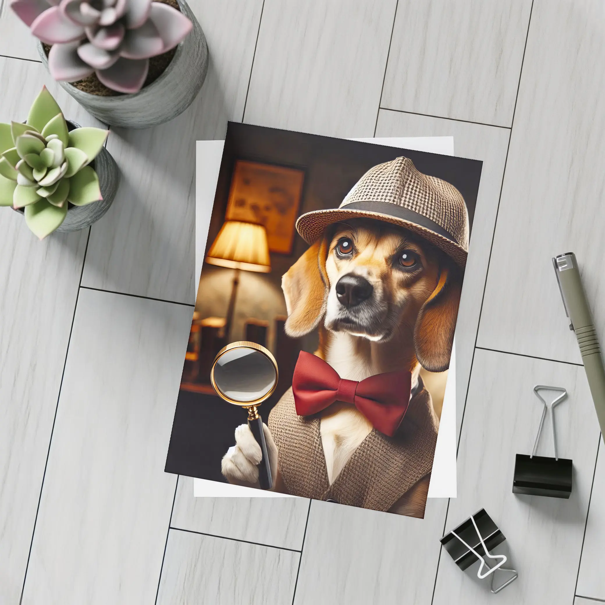 Detective Beagle Dog With Magnifying Glass – Postcards