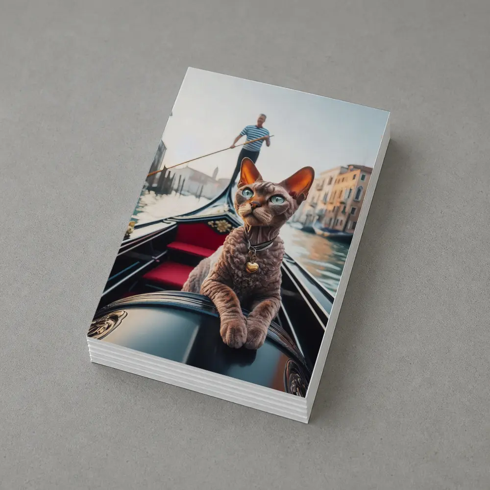 Devon Rex Cat Riding Venice Gondola Canal – Postcards