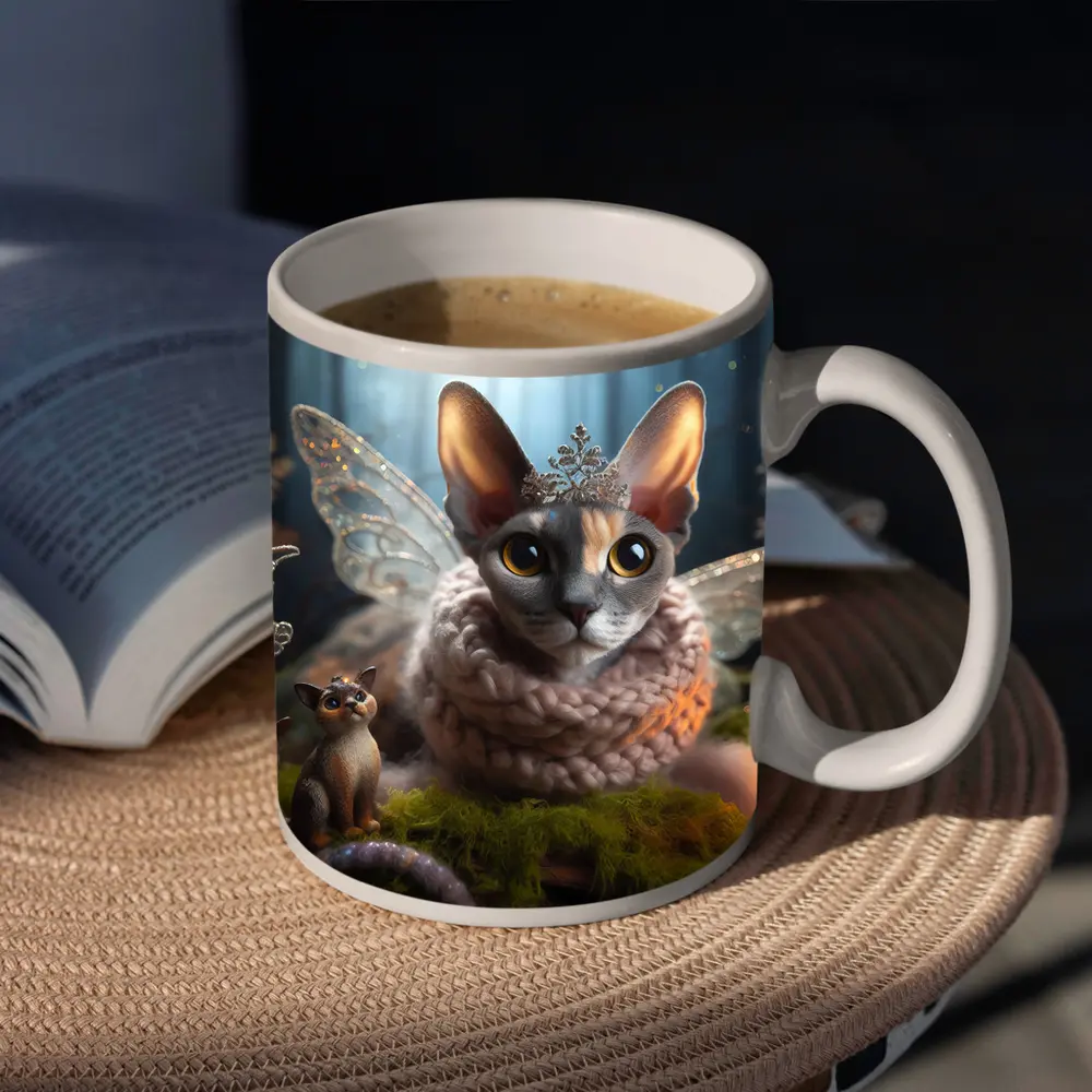 Sphynx Cat Fairy Wings Fantasy Forest Scene – Mugs