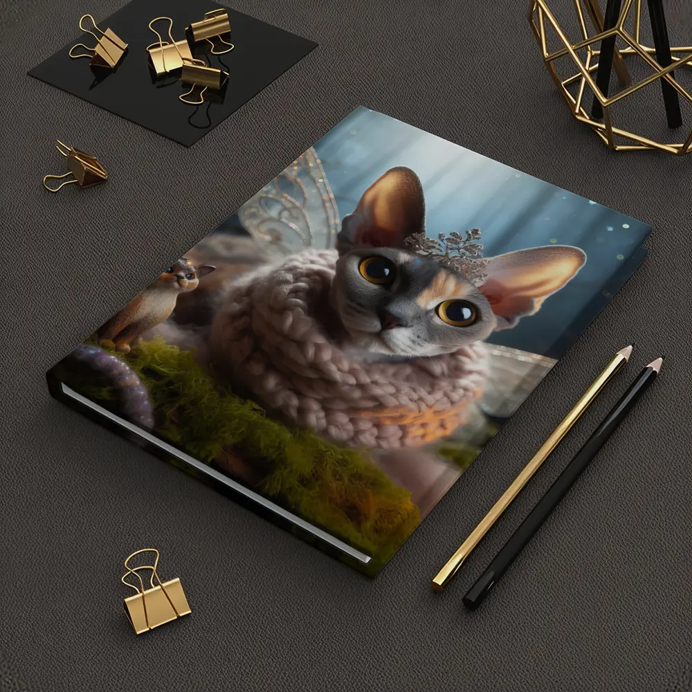 Sphynx Cat Fairy Wings Fantasy Forest Scene – Notebooks