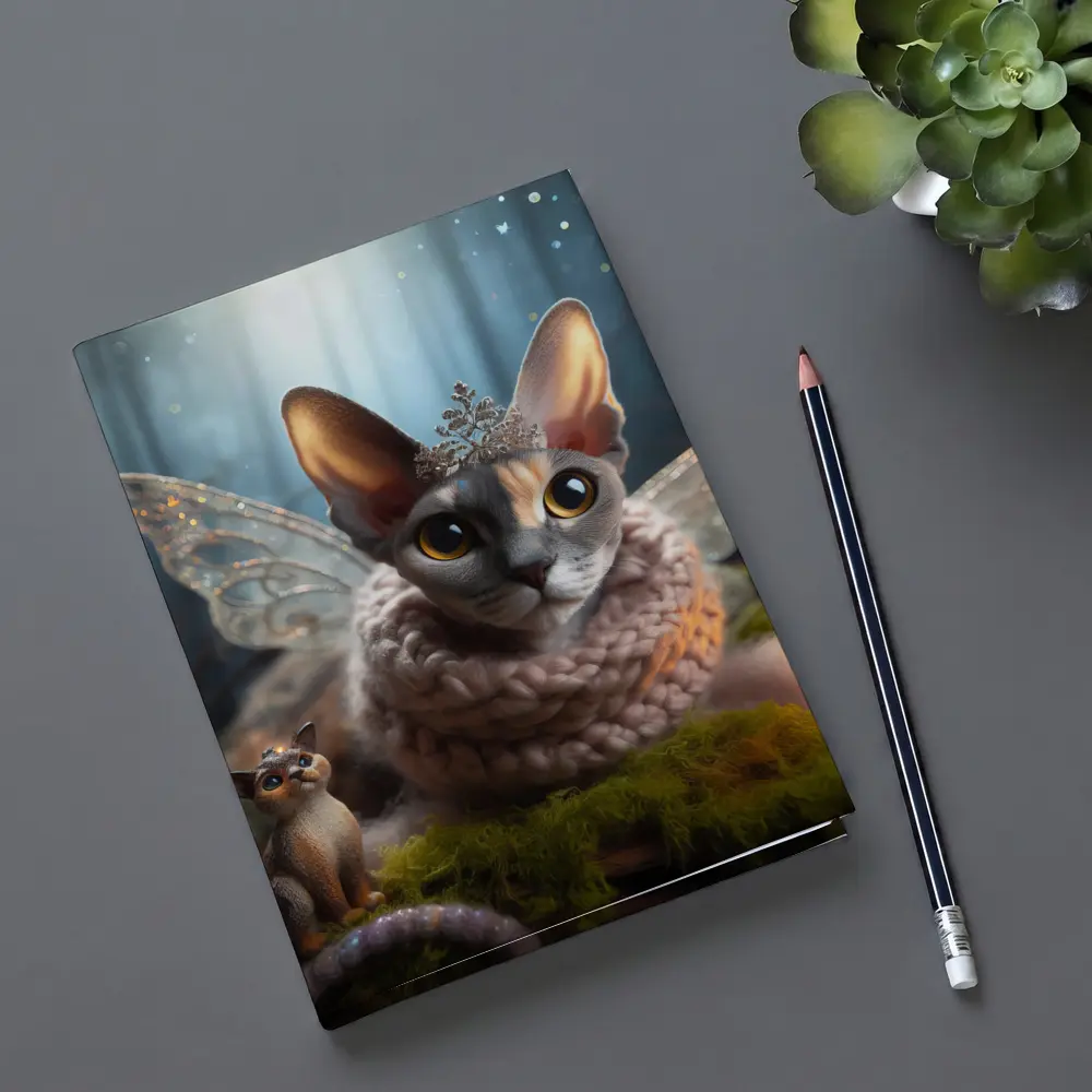 Sphynx Cat Fairy Wings Fantasy Forest Scene – Notebooks
