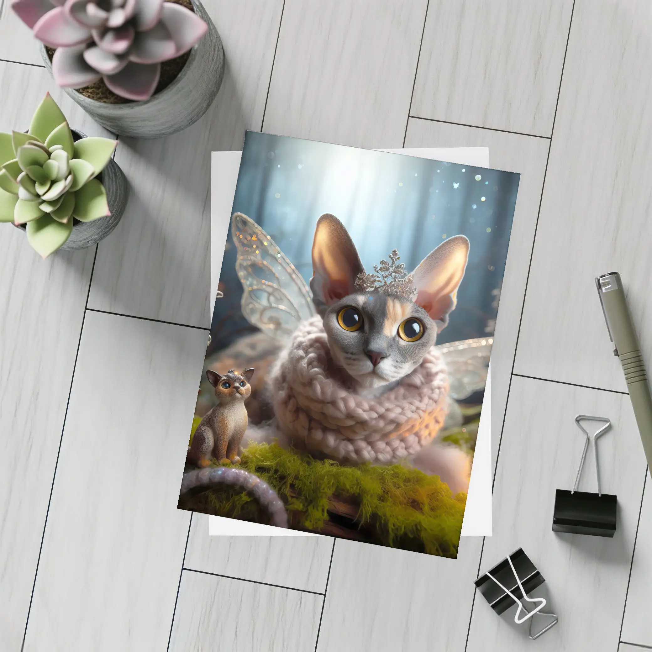 Sphynx Cat Fairy Wings Fantasy Forest Scene – Postcards