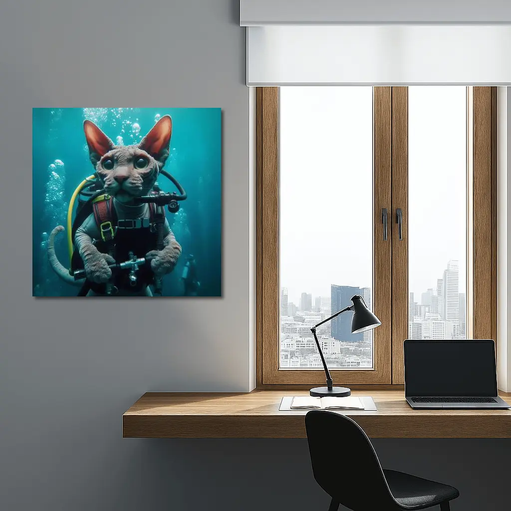 Sphynx Cat Scuba Diver Underwater Adventure – Wall Art