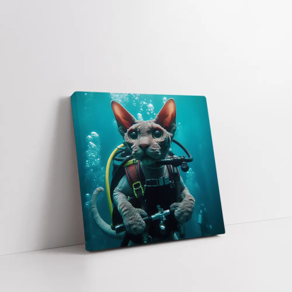 Sphynx Cat Scuba Diver Underwater Adventure – Wall Art