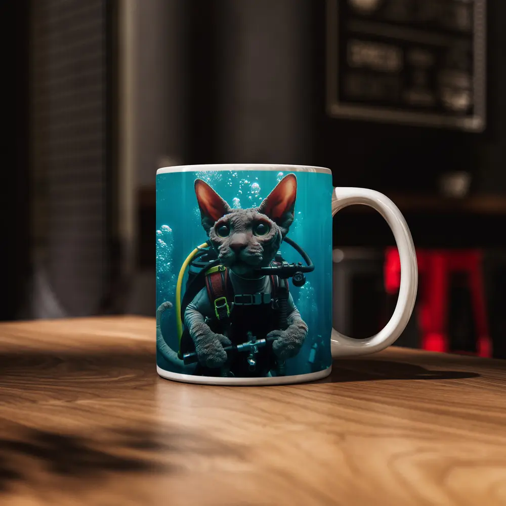Sphynx Cat Scuba Diver Underwater Adventure – Mugs