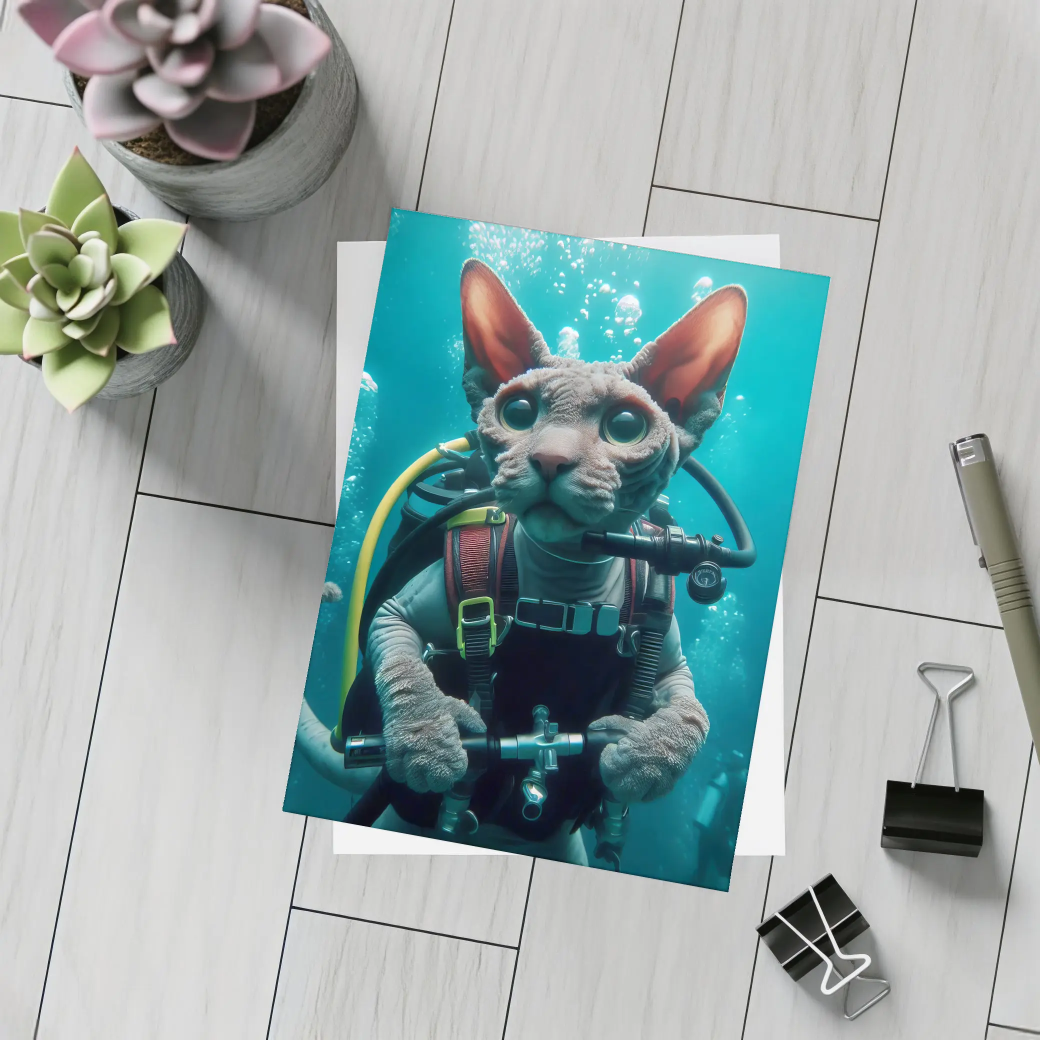 Sphynx Cat Scuba Diver Underwater Adventure – Postcards