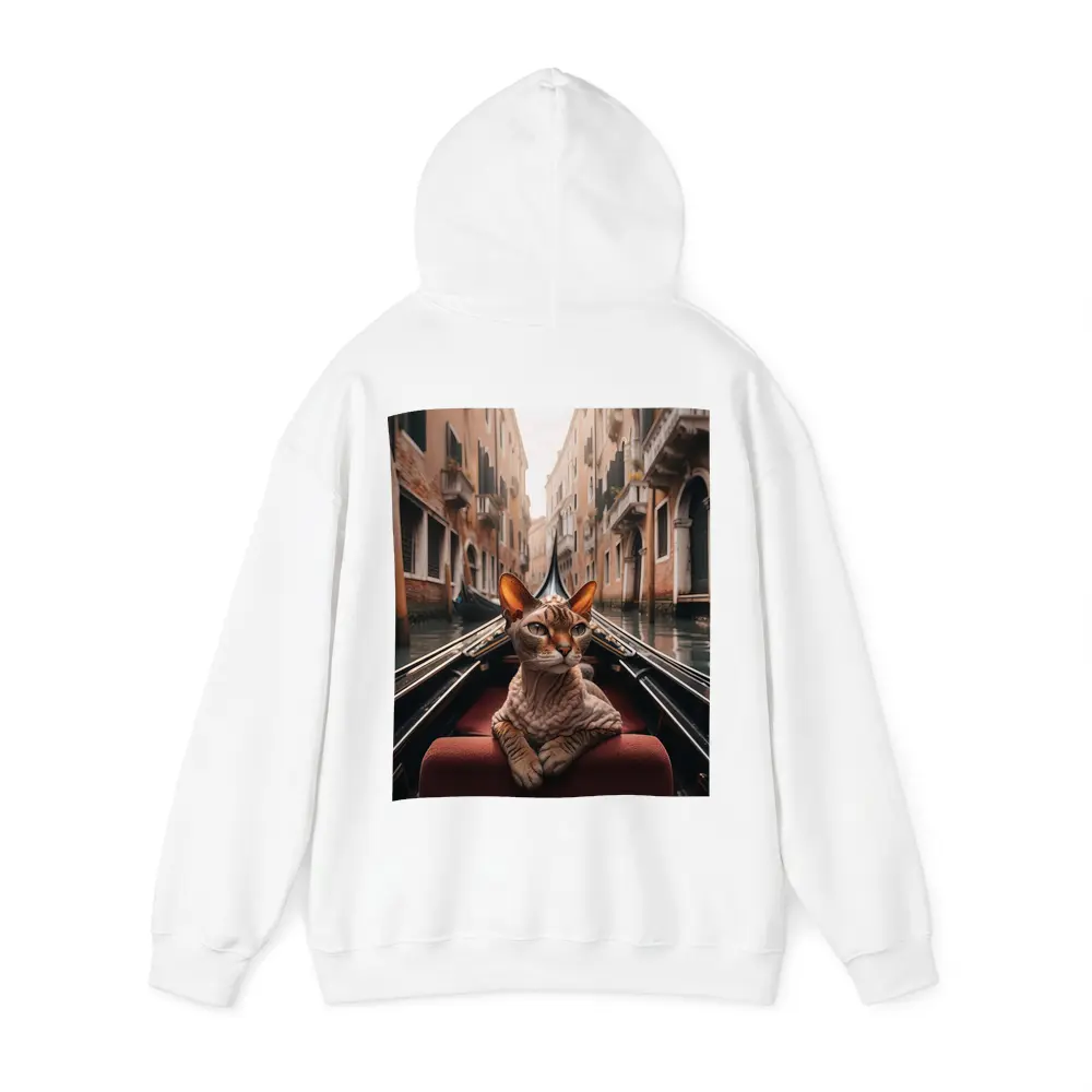 Devon Rex Cat Riding Venice Gondola Canal – Hoodies