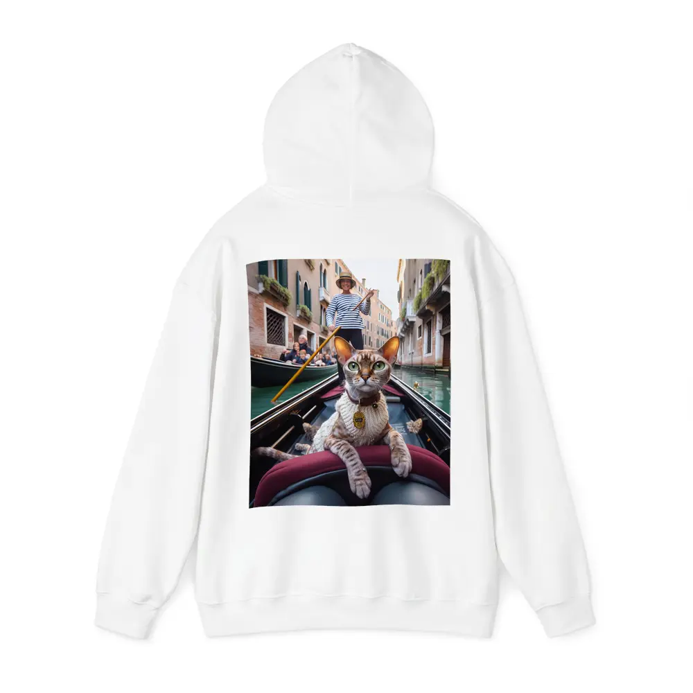 Devon Rex Cat Riding Venice Gondola – Hoodies