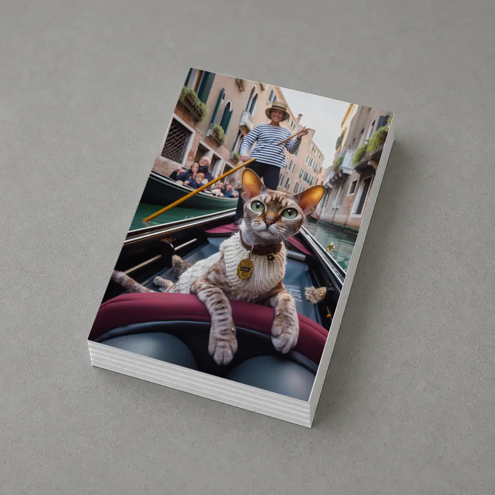 Devon Rex Cat Riding Venice Gondola – Postcards