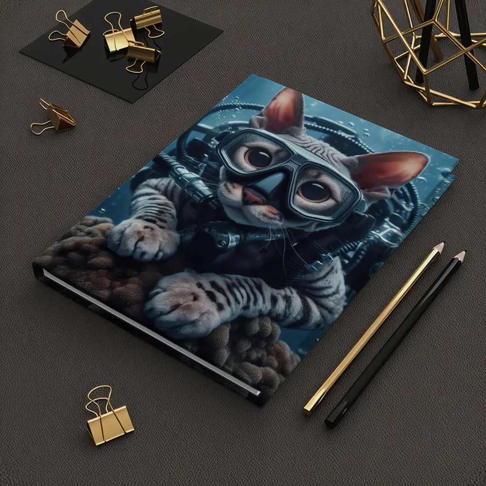 Sphynx Cat Scuba Diver Underwater Ocean Scene – Notebooks