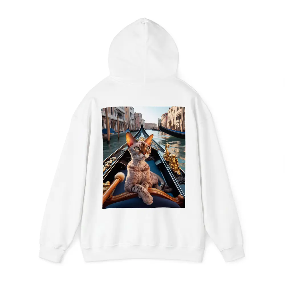 Devon Rex Cat Riding Venice Gondola Canal – Hoodies