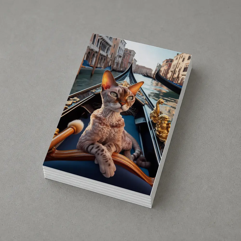 Devon Rex Cat Riding Venice Gondola Canal – Postcards