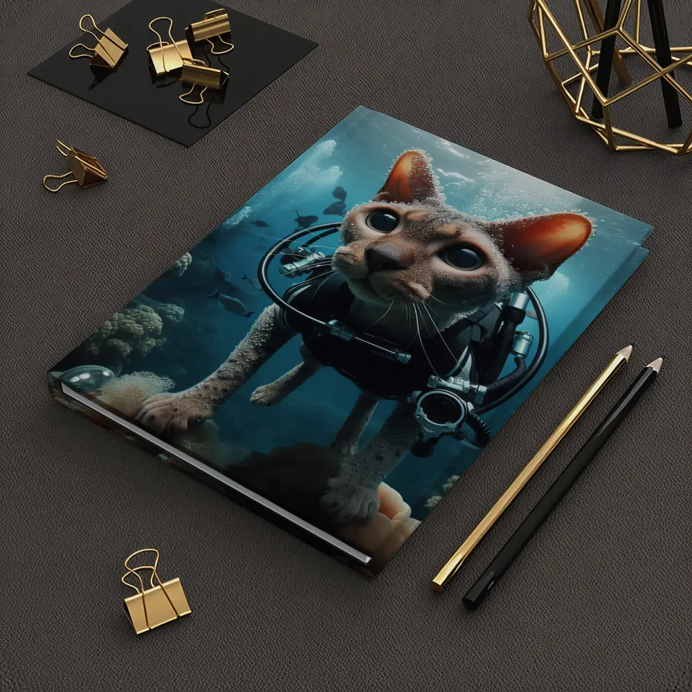 Sphynx Cat Scuba Diving Underwater Coral Reef – Notebooks