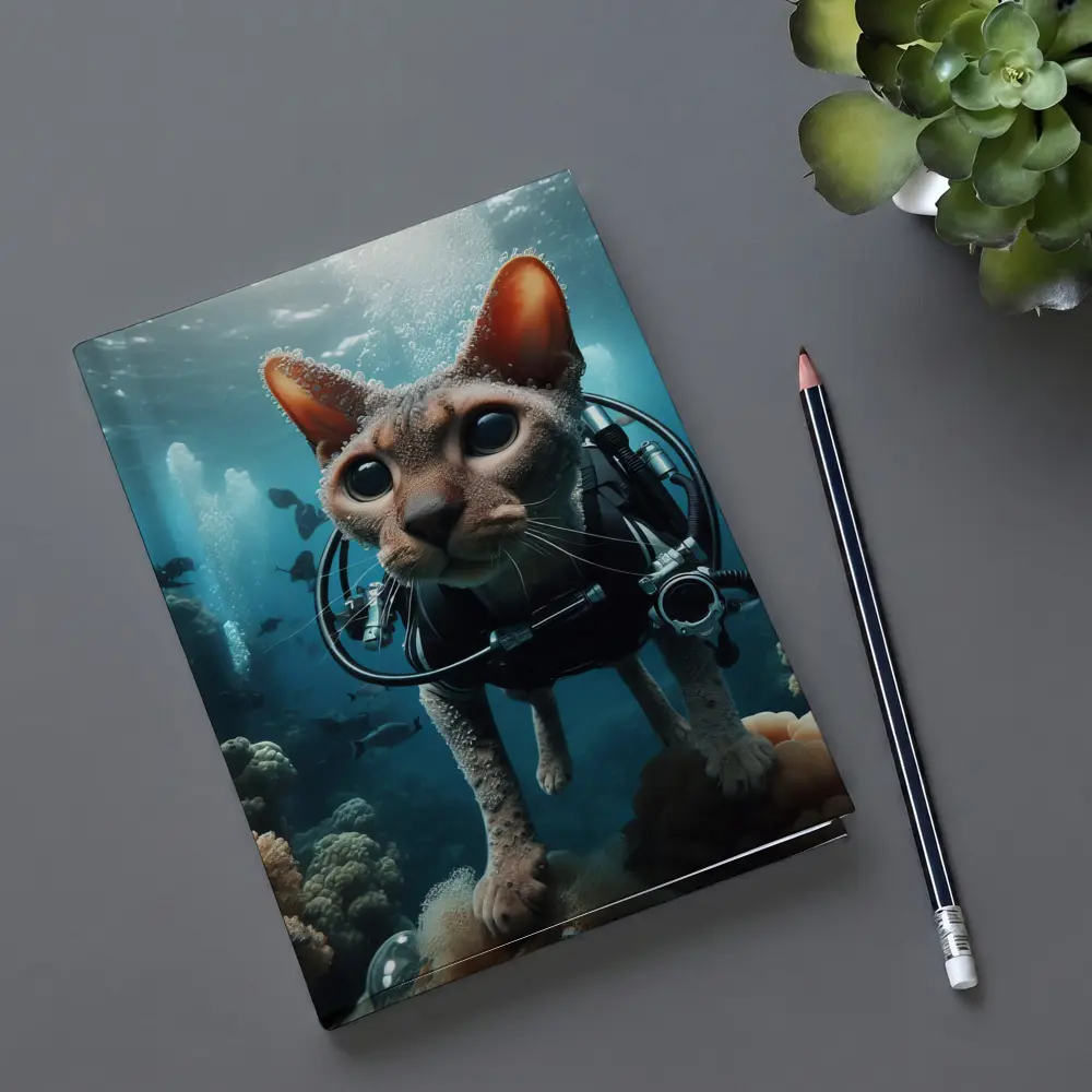 Sphynx Cat Scuba Diving Underwater Coral Reef – Notebooks