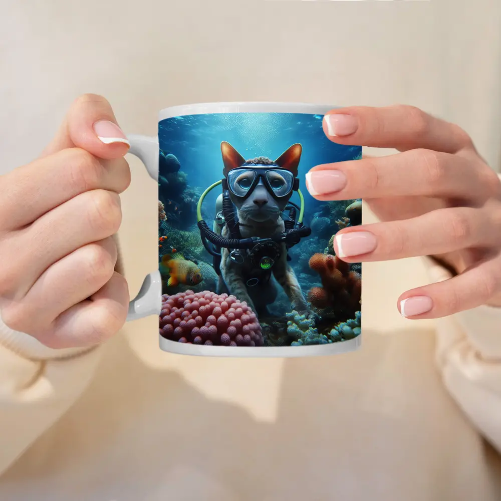 Sphynx Cat Scuba Diving Coral Reef Underwater – Mugs