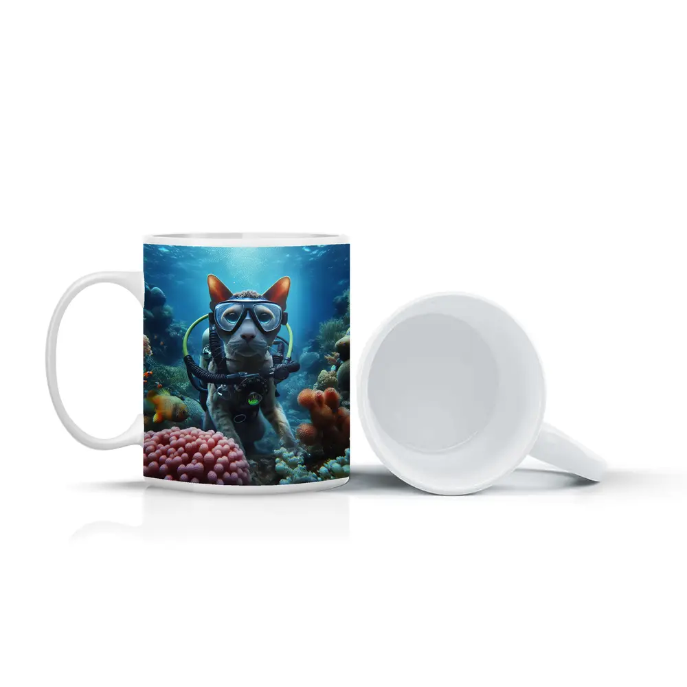 Sphynx Cat Scuba Diving Coral Reef Underwater – Mugs