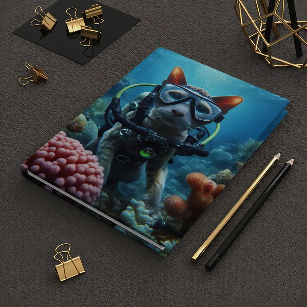 Sphynx Cat Scuba Diving Coral Reef Underwater – Notebooks