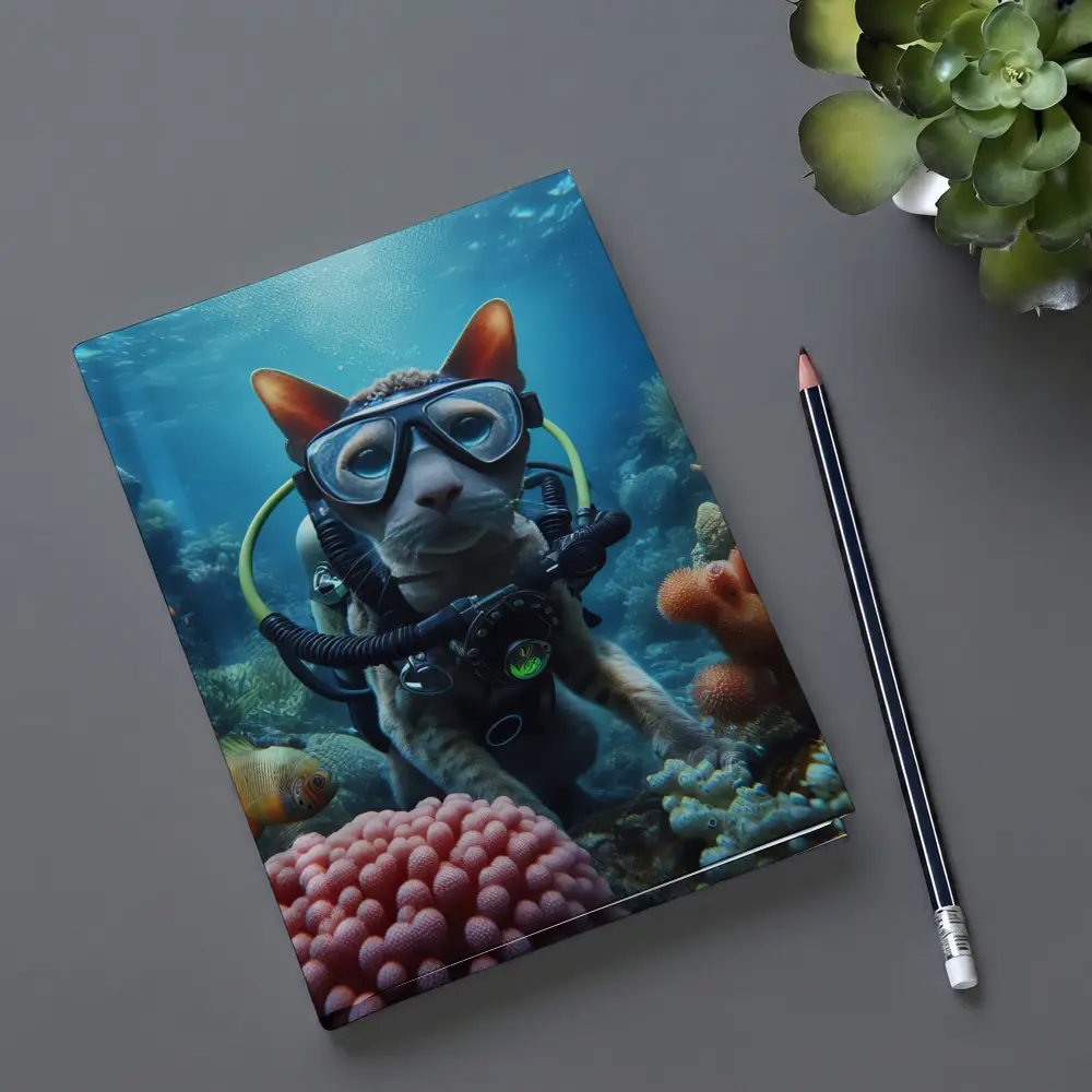 Sphynx Cat Scuba Diving Coral Reef Underwater – Notebooks