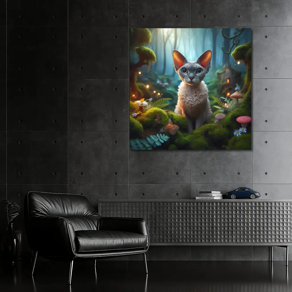 Devon Rex Cat Enchanted Fantasy Forest Art – Wall Art