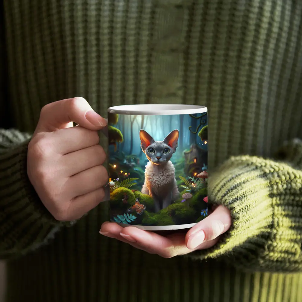 Devon Rex Cat Enchanted Fantasy Forest Art – Mugs
