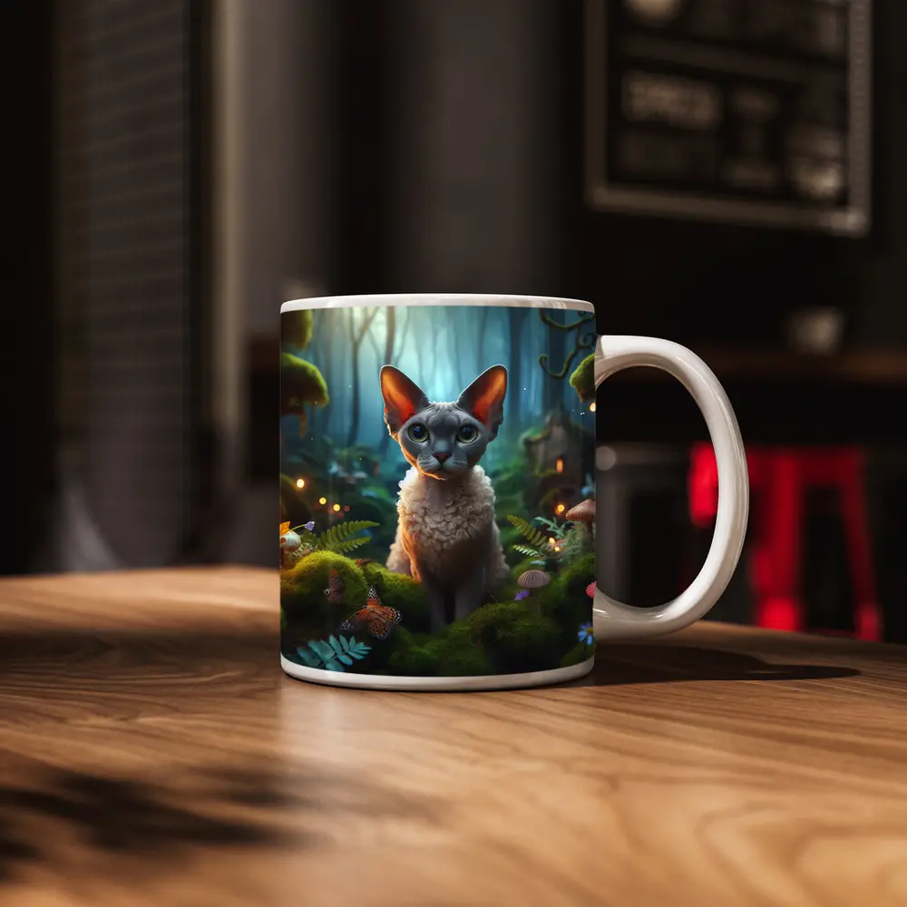 Devon Rex Cat Enchanted Fantasy Forest Art – Mugs