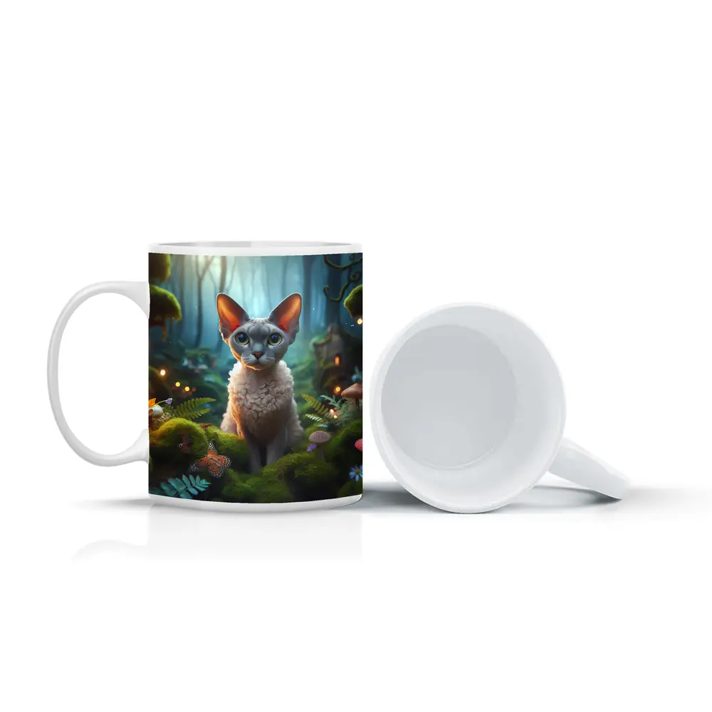 Devon Rex Cat Enchanted Fantasy Forest Art – Mugs