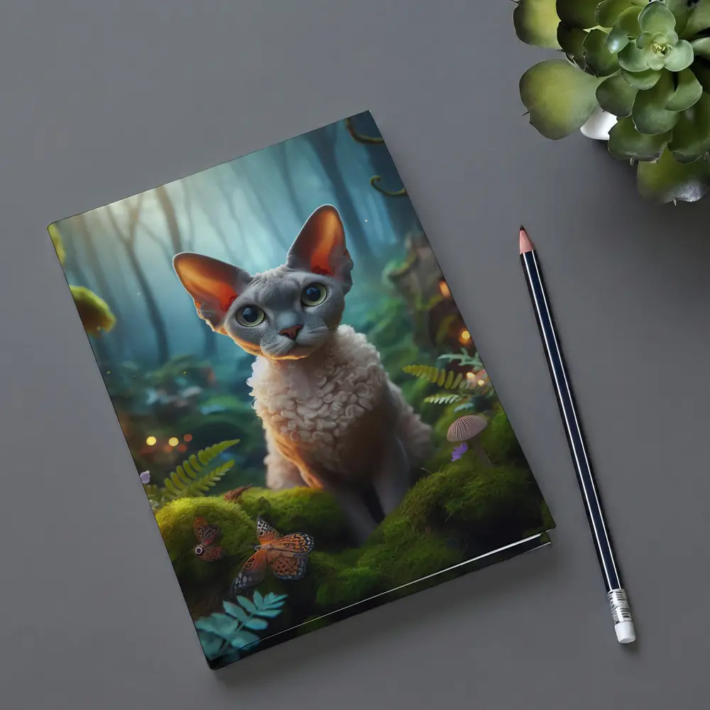 Devon Rex Cat Enchanted Fantasy Forest Art – Notebooks